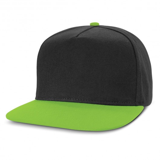 Black Bright Green Flinders Flat Peak Caps